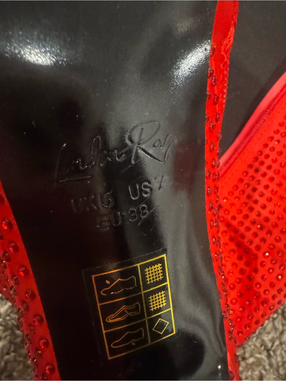 Red Rhinestone Knee-High Stiletto Boots - Picture 5 of 5